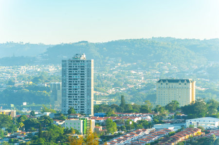 Buildings and houses in the city of San Salvador, El Salvador central americaの写真素材