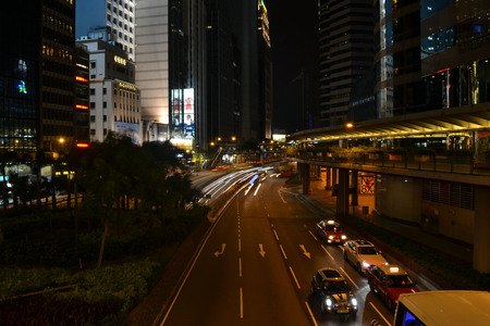 Night Light Trail at Hong Kong's highwayのeditorial素材