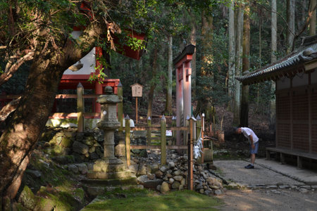 People praying at Kasuga Taisha, the famous shrine in Nara (Japan). Pic was taken in August 2017.のeditorial素材