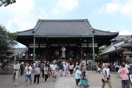 The temple in Osaka, Japan. It was visited by many tourists and pilgrims. Pic was taken in Osaka, August 2017.のeditorial素材