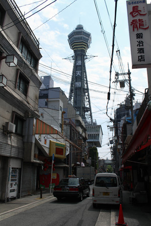 The famous Tsutenkaku Tower (where you can do observation at its top) in Osaka, Japan. Pic was taken in August 2017.のeditorial素材