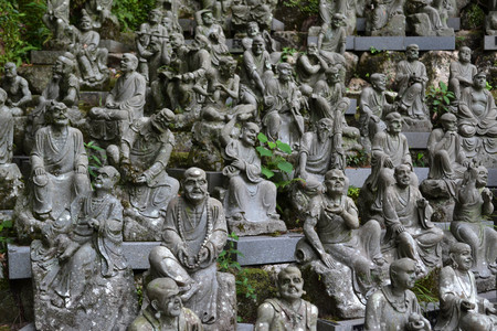 Hundreds of Buddha statues of Japanese style. Pic was taken in August 2017.の写真素材