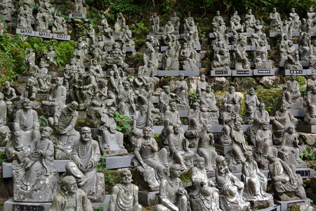 Hundreds of Buddha statues of Japanese style. Pic was taken in August 2017.の写真素材
