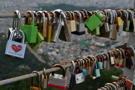 The padlocks of love found in Apsan Park, Daegu, Korea. Pic was taken in August 2017