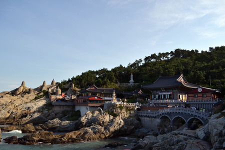A closer view to the temple by the beach. Haedong Yonggungsa in Korea.のeditorial素材