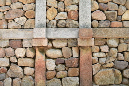 Tiled stone forming a base of a temple.