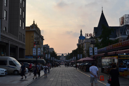 Tourists around Russian street in Dalian city, China. Pic was taken in September 2017のeditorial素材