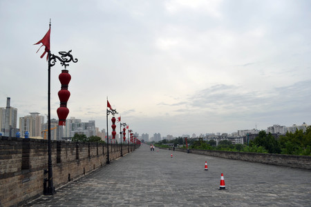 The view around Xi'An City Wall during cloudy day. Pic was taken in September 2017.のeditorial素材