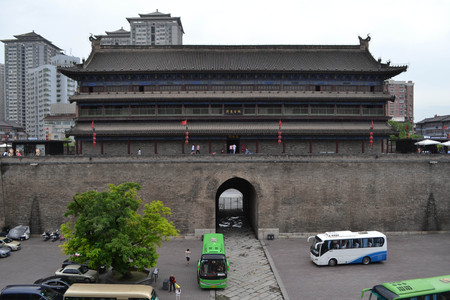 The view around Xi'An City Wall during cloudy day. Pic was taken in September 2017のeditorial素材