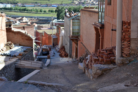 The development takes place around Labrang or Xiahe in Amdo Tibet. Pic was taken in September 2017.の写真素材