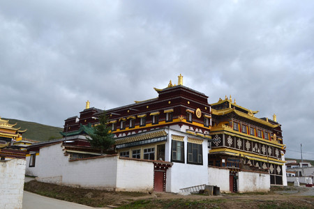 The view around Taktsa Temple in Zoige. Lucky that this place is rarely visited by tourists! Pic was taken in Zoige, Amdo Tibet-China, September 2017. Translation: "Tibetan Buddhist Temple"の写真素材