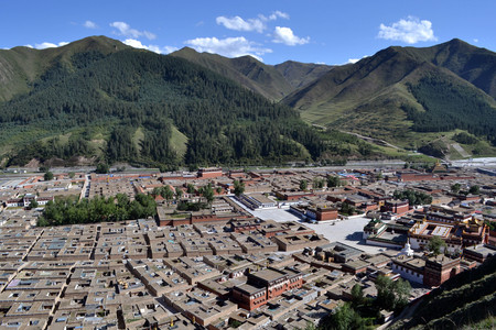 The lookout view of Xiahe or Labrang in Amdo Tibet, China. Pic was taken in September 2017の写真素材