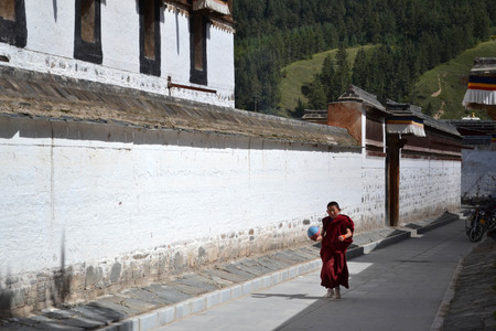 The life around Labrang in Xiahe, Amdo Tibet, China. Monks are everywhere, as this is the house of them. Pic was taken in September 2017.のeditorial素材