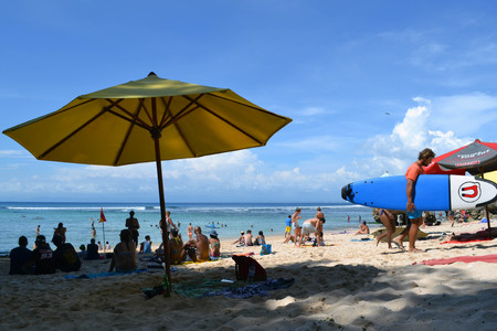 The beach in Bali, Indonesia. The paradise island famous for its nature and culture. Pic was taken in January 2016.のeditorial素材