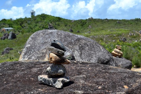 Rock balancing around Fitzroy Island, Queensland, Australia. A form of meditation practice. Pic was taken in February 2017.の写真素材