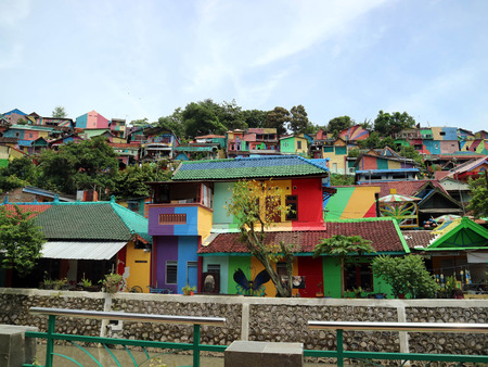 The colourful or 'rainbow' village (Kampung Pelangi) in Semarang, Central Java, Indonesia. It was slum area before.  Pic was taken in January 2018.
のeditorial素材