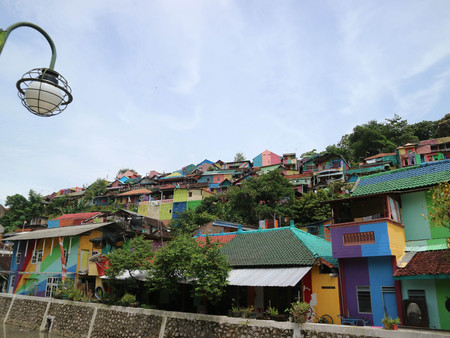 The colourful or 'rainbow' village (Kampung Pelangi) in Semarang, Central Java, Indonesia. It was slum area before.  Pic was taken in January 2018.
のeditorial素材