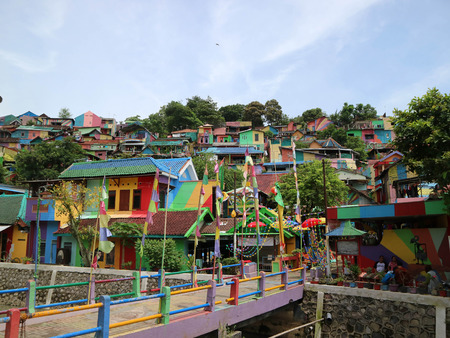 The colourful or 'rainbow' village (Kampung Pelangi) in Semarang, Central Java, Indonesia. It was slum area before.  Pic was taken in January 2018.のeditorial素材