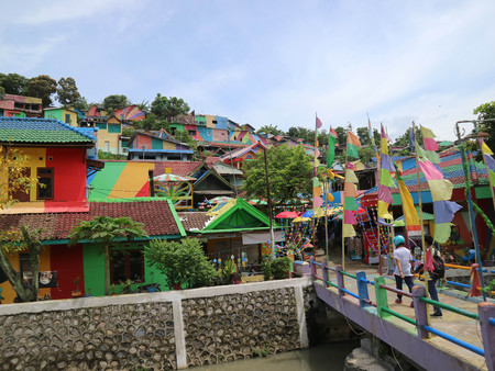 The colourful or 'rainbow' village (Kampung Pelangi) in Semarang, Central Java, Indonesia. It was slum area before.  Pic was taken in January 2018.
のeditorial素材