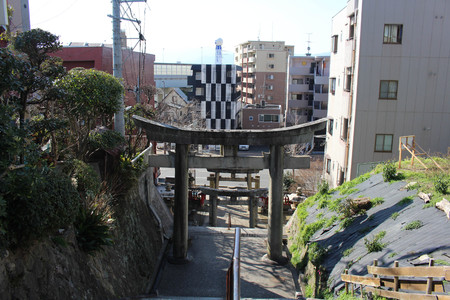 Translation: around "Atago Jinja", famous for fire-protection in Fukuoka, Japan. Taken in February 2018.のeditorial素材