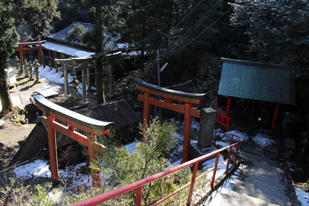 Translation: around "Onechi shrine" at Mt. Onechi in Iizuka, Fukuoka, Japan. Taken in February 2018.のeditorial素材