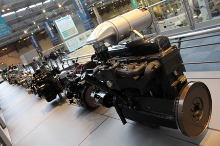 Translation: Exhibitions of Toyota models and production systems. Taken at Commemorative Museum of...