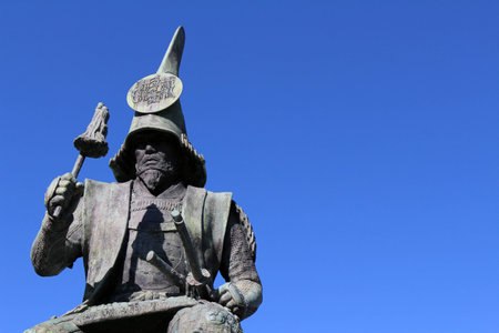 The statue of a Japanese Warrior (?) at one park close to Nagoya Castle. Taken in Nagoya, Japan -...