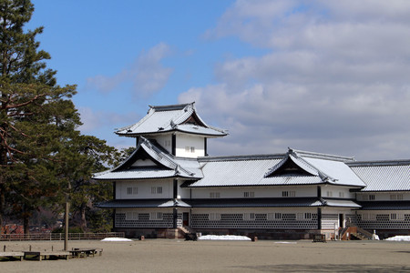 The situation around Kanazawa Castle in Ishikawa Prefecture, located right next to Kenroku-en Garden. Pic was taken in February 2018.のeditorial素材