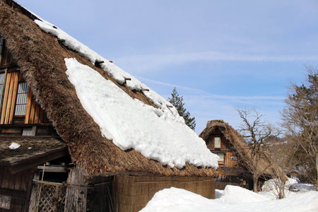 Shirakawa-go during winter in Japan. The place is quite remote (but accessible by bus). Taken in Gifu, Japan - February 2018.のeditorial素材