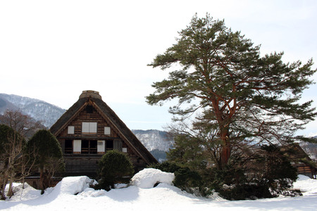 The world heritage, Shirakawa-go which houses are covered by snow. Taken in Gifu, Japan - February 2018.のeditorial素材