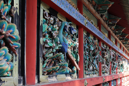 The details of carvings around Toshogu Temple. Taken in Nikko, February 2018.のeditorial素材
