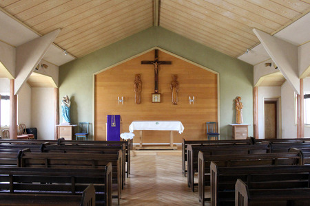 "Saint Anthony" Catholic Church in Nikko. A simple wooden church. Taken in Nikko, February 2018.のeditorial素材