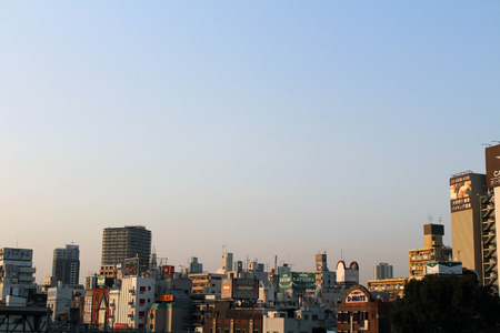 The buildings around Uguisudani station. Taken in March 2018.のeditorial素材