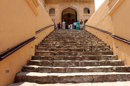 Amer (or Amber) Fort in Jaipur on the entrance. One of six Hill Forts of Rajasthan. Taken in India, August 2018.のeditorial素材