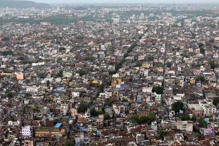 The scenery of Jaipur city as seen from Nahargarh Fort on the hill. Taken in India, August 2018.のeditorial素材