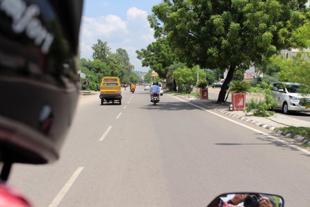 On the way to the Amer (or Amber) Fort of Jaipur, on a motorcycle. Taken in India, August 2018