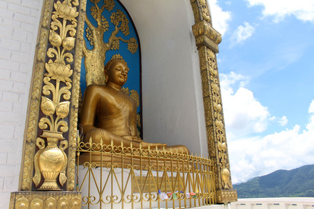 Translation: the main stupa of the World Peace Pagoda. Taken in Nepal, August 2018.のeditorial素材
