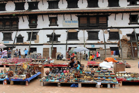 Translation: The local sellers and buyers around Kathmandu Durbar Square. Taken in Nepal, August 2018.のeditorial素材