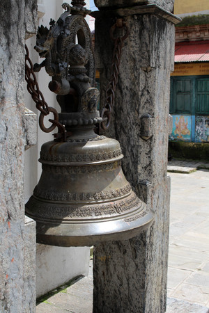 The bell around temple complex across Pashupatinath Temple in Kathmandu. Taken in Nepal, August 2018.のeditorial素材