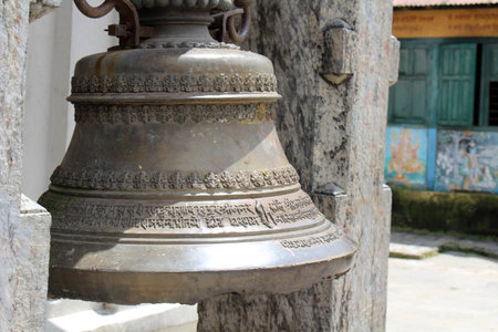 The bell around temple complex across Pashupatinath Temple in Kathmandu. Taken in Nepal, August 2018.のeditorial素材