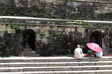 Local people are doing something around Pashupatinath Temple in Kathmandu. Taken in Nepal, August 2018.のeditorial素材