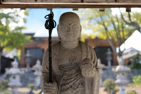 The closeup view of Wandering monk statue at Reisenji Temple. Taken in Beppu, Oita, April 2019のeditorial素材