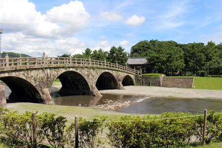 Ancient bridge at Ishibashi Memorial Park in Kagoshima. Taken in August 2019.の素材 [FY310155278681]