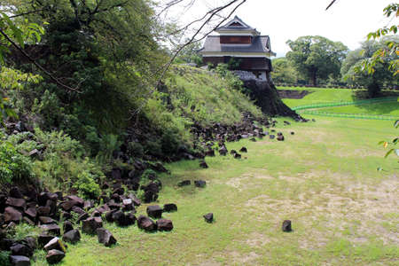 Greeneries and ruins around Kumamoto Castle post earthquake. Taken in August 2019.のeditorial素材