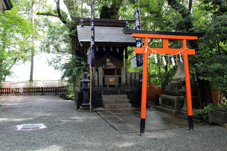 Shrine, altar, and torii gate at Kato Jinja Shrine around Kumamoto Castle. Taken in August 2019.のeditorial素材