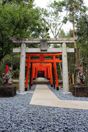 Entrance of torii gates at inari jinja of Suwa Shrine in Nagasaki. Taken in August 2019.のeditorial素材