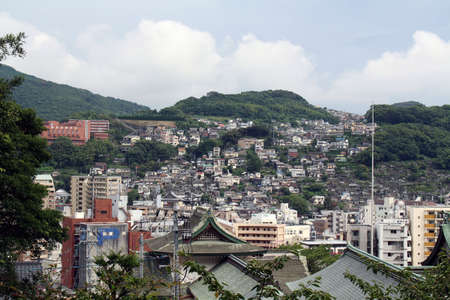 View of Nagasaki city as seen from the gate of Suwa Shrine. Taken in August 2019.のeditorial素材