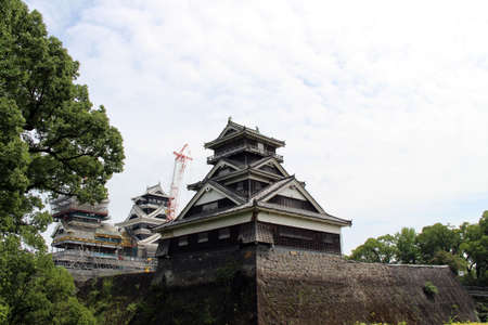 Tower of Kumamoto Castle and its base. Taken in August 2019.のeditorial素材