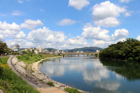 Okayama Korakuen Garden and its reflection across the complex. Taken in September 2019.の写真素材