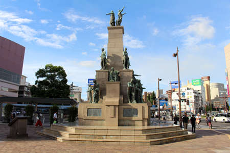 Detail of statues around AMU Plaza of Kagoshima in summer time. Taken in August 2019.のeditorial素材